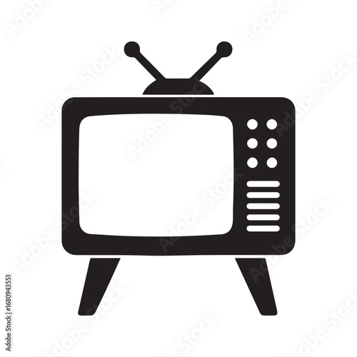 Vintage Television Vector Art, Retro TV Screen Icon
