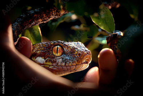 HAND HOLDING A SNAKE