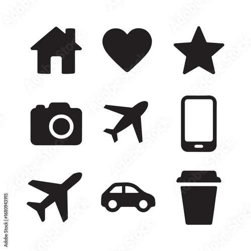 travel icons set vector