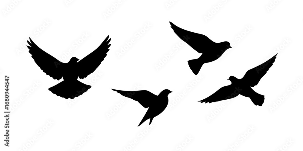 Fototapeta premium Flying Sparrow Silhouette bird black