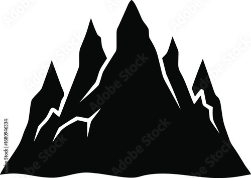 Dramatic jagged black mountain peaks silhouette evoking adventure and rugged nature landscapes silhouette