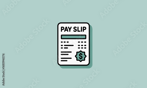 Flat design icon of a pay slip document showing earnings and deductions with a dollar sign vector