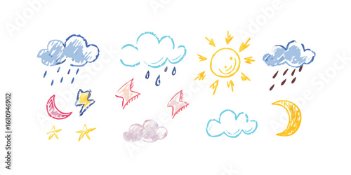 Hand drawn weather icons moon stars