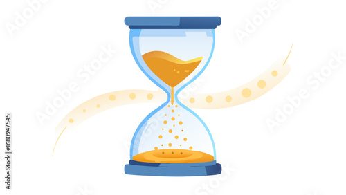Hourglass with flowing golden sand time