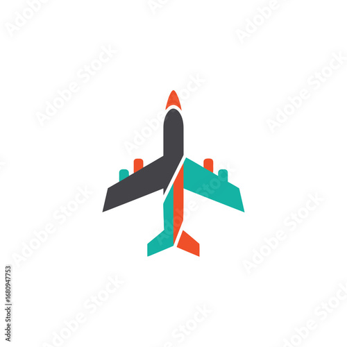 Colorful Airplane Icon Perfect for Travel, Transportation, and Aviation-Related Design
