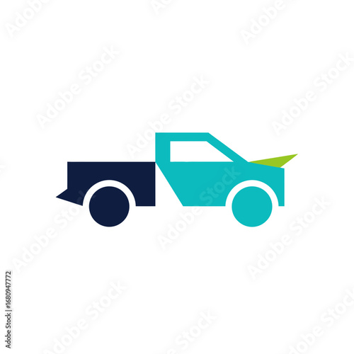 Modern abstract pickup truck logo design, perfect for automotive businesses, transport services, and related ventures, clean and versatile concept