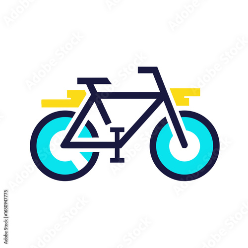 Modern, minimalist bicycle icon with bold, vibrant colors, representing urban mobility, active lifestyle, and eco-friendly transport. Ideal for digital applications and sustainable branding