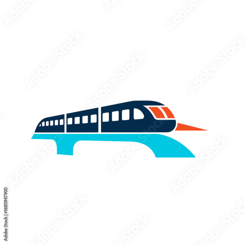 High-Speed Rail Transportation Modern Train Icon Design