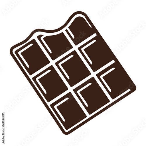 Brown chocolate bar with a bite taken out of the top corner candy celebration