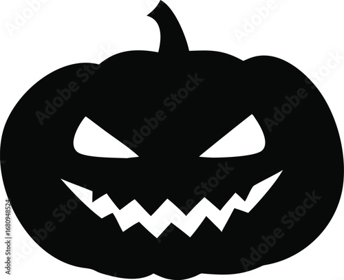 Creepy jack o lantern silhouette with spooky grinning face glowing eyes traditional halloween decoration silhouette
