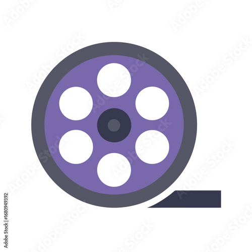 Classic film reel icon symbolizing cinema, movie production, and storytelling creativity.