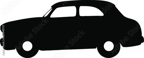 Classic sedan silhouette symbol of retro automotive design and transportation silhouette