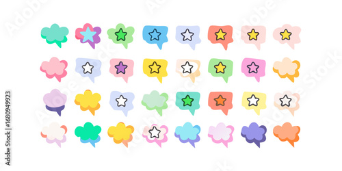 Pastel Speech Bubbles with Stars pastel colors cute