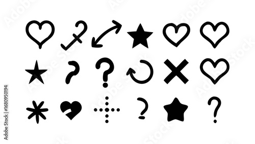 Playful Black Icons of Musical Instruments guitar piano
