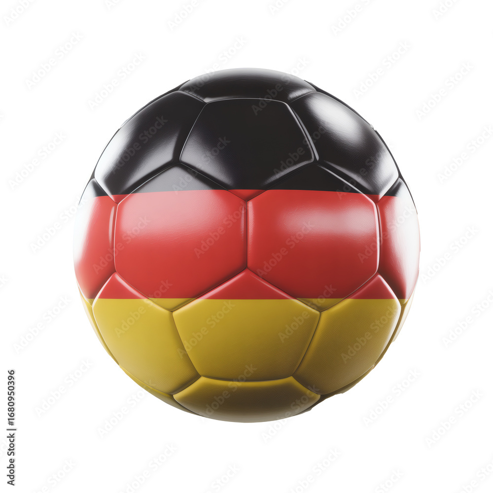 Fototapeta premium Germany Flag Soccer Ball, Pristine Condition, 3D Render on transparent background