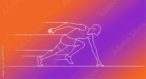 Outline of a runner starting race with motion blur effect  