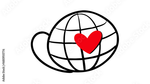 Red heart doodle love symbol