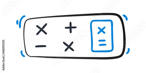 Simple calculator doodle with math symbols arithmetic