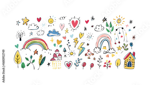 Whimsical Hand Drawn Elements doodle colorful