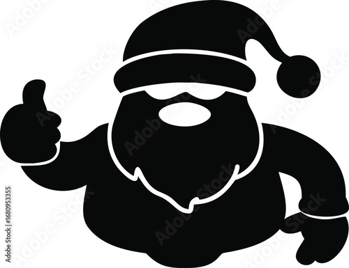 Stylized black silhouette of santa claus giving a thumbs up gesture seasonal festive holiday cheer silhouette