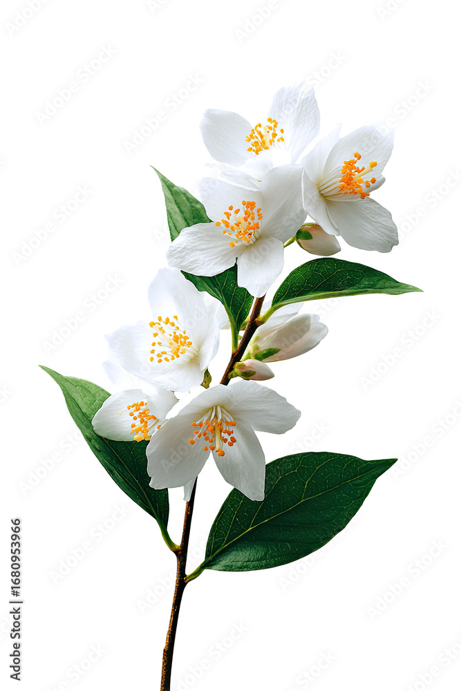 Obraz premium Close-up of jasmine flowers and leaves