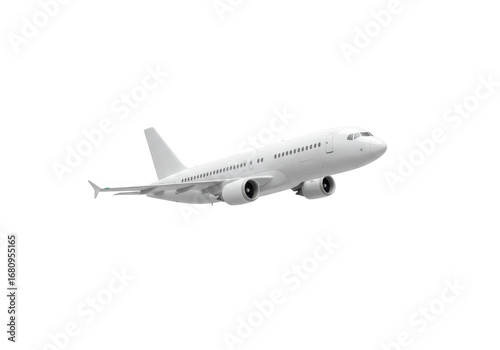 Isolated commercial airplane in flight, aviation design concept, airliner side view