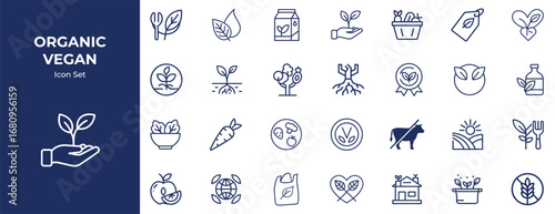 Organic Vegan Line Art Vector Icon for Creative Design