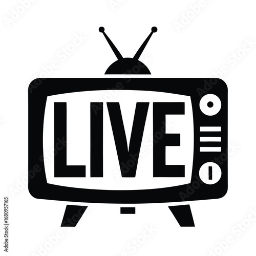 Flat TV Icon with Live Overlay