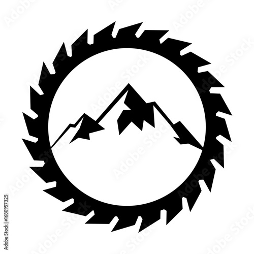 Mountain in saw blade svg cut file. Isolated vector illustration.