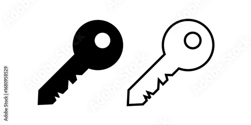 Key simple icon. Lock door pictogram, house or keyword vector symbol, password or success