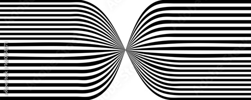 Black line wave pattern. Optical illusion stripe background, abstract geometric wavy texture