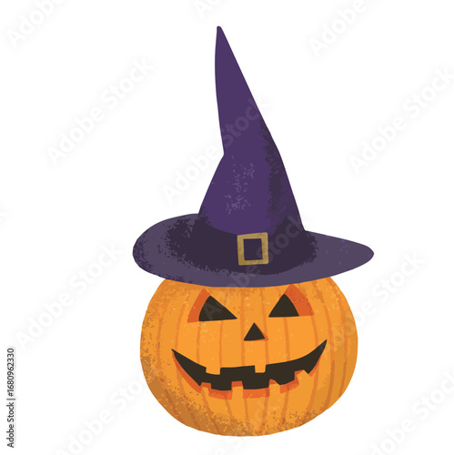 魔女の帽子を被ったハロウィンのかぼちゃ