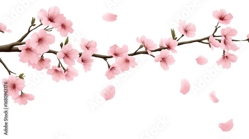 Cherry blossom branch with blooming Sakura. Realistic watercolor cherry flower