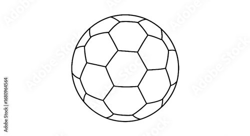 Black and white outline of a soccer ball on a simple background  