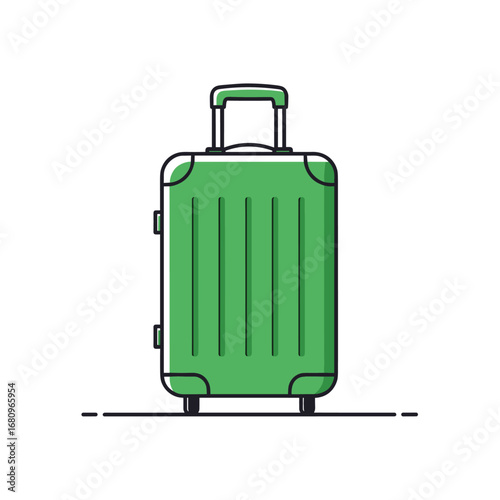 A sturdy green suitcase ready for your next adventure and travel excitement