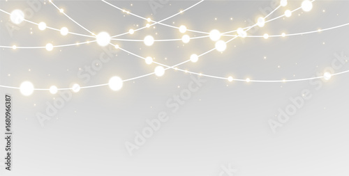 light lamp led bulb string garland wire background png banner border christmas holiday new year gold yellow glow glowing shine event celebration party festive fairy design stage isolated transparent 