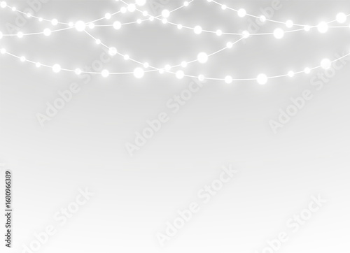 png vector transparent isolated banner background border card design decorative decoration decor chain ribbon garland string wire lamp light led bulb glow glowing shine effect festive fairy christmas  © roman11998866