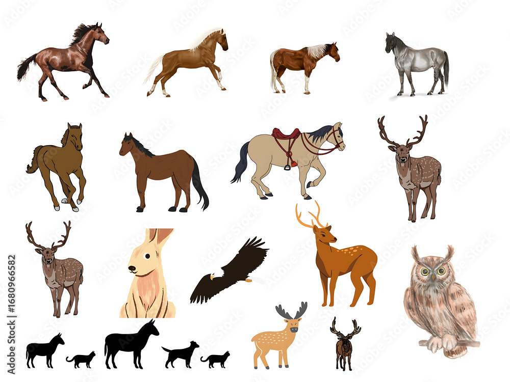 Obraz premium wild animals collection icon set