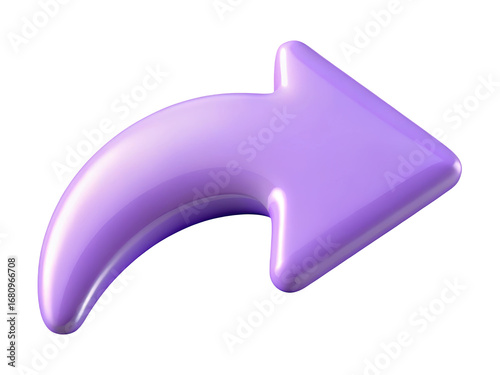 Glossy purple share icon rendering forward indication modern interface design navigation symbol communication arrow direction next pointer sign right transfer 3d illustration isolated 
