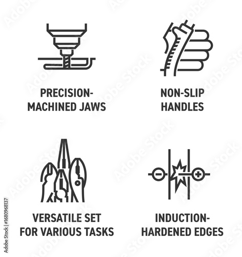 Pliers bold icons - Versatile, Induction-hardened, Precision-machined, Non-slip