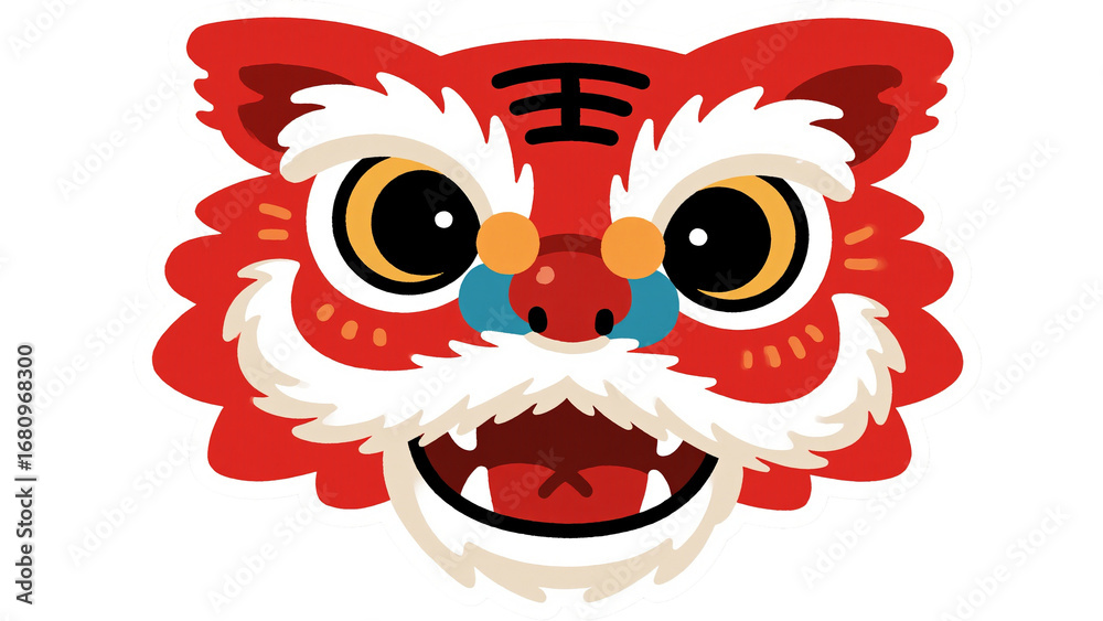 Fototapeta premium Red Chinese Lion Dance Head