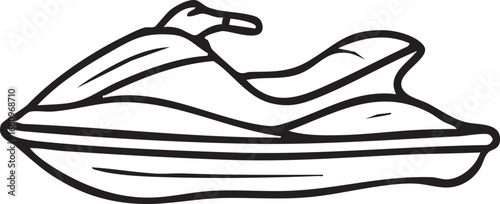 Personal watercraft line drawing riding low on the waves