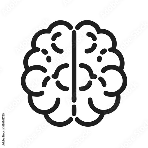 Vector art of brain icon illustration representing intelligence, thought, and cognitive processes for use in design, education, and healthcare contexts