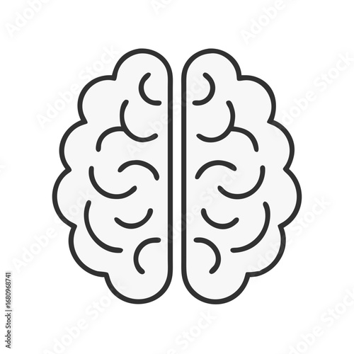 Vector art of brain icon illustration representing intelligence, thought, and cognitive processes for use in design, education, and healthcare
