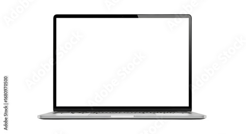 Laptop Mockup with Blank Screen on a Gray Background

