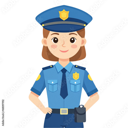Police officer flat design illustration in uniform