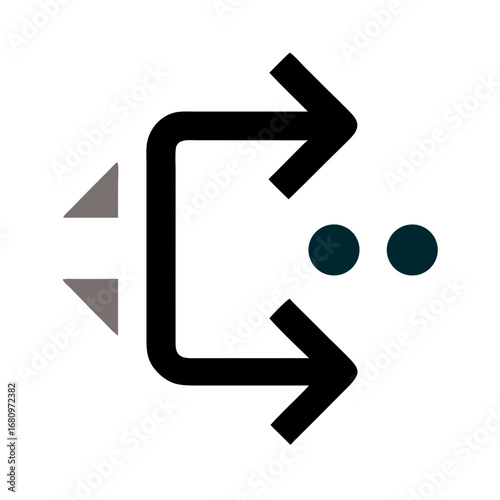 Vector art of arrow icon showing a split and merge, indicating data flow or process divergence and convergence