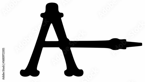 Stylized letter a with decorative elements and a horizontal extension on a white background design