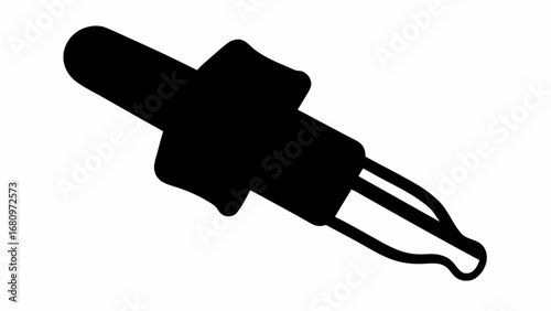 Illustration of a black dropper with a bulb and a thin tip for dispensing liquid or medicine precisely
