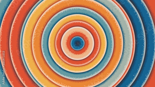 Vibrant Concentric Rings: A mesmerizing pattern of concentric rings radiates outward in a vibrant spectrum of color, creating a visually stimulating and dynamic abstract design.